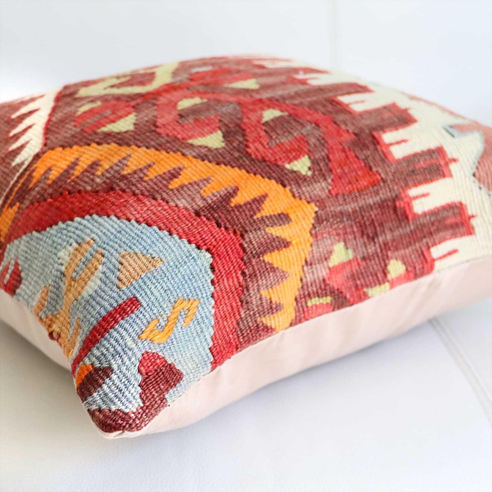 オールドキリム クッションカバー 40cm Turkish Kilim Cushion トルコのウール手織りキリム シワス チフカナット サンドゥク